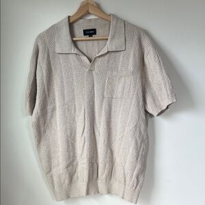 The Tie Bar Beige Knit Polo Shirt